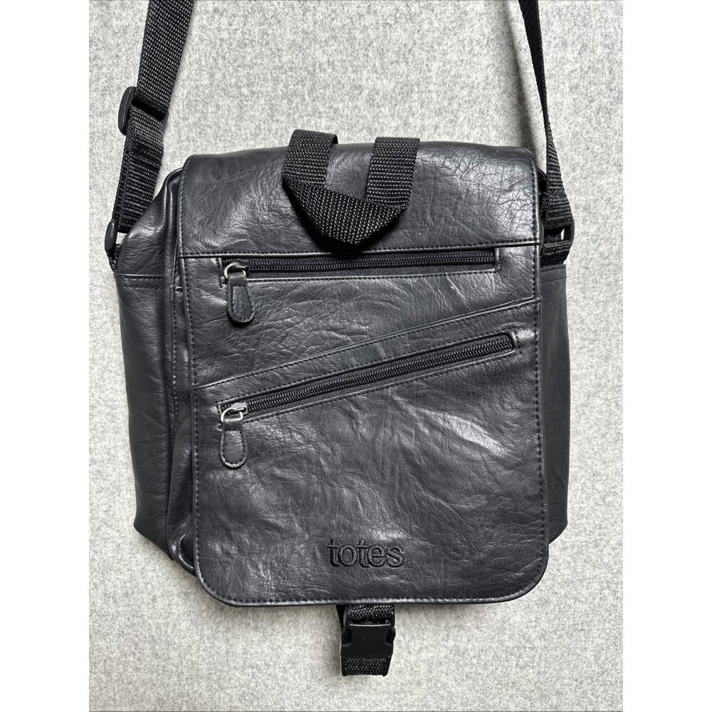 Vintage Totes Shoulder Bag Purse Black 90s Pockets Zip Adjustable Travel 90s